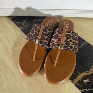 Italian Shoemakers Brown Leopard Sandals